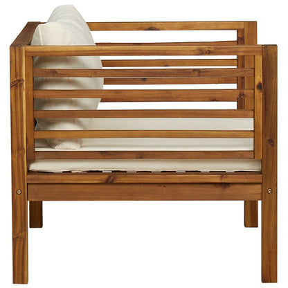 Patio Chair with Cream White Cushions Solid Acacia Wood