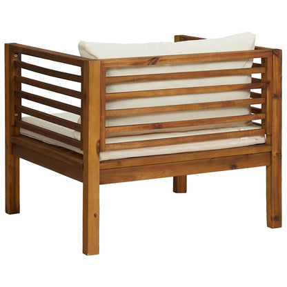 Patio Chair with Cream White Cushions Solid Acacia Wood