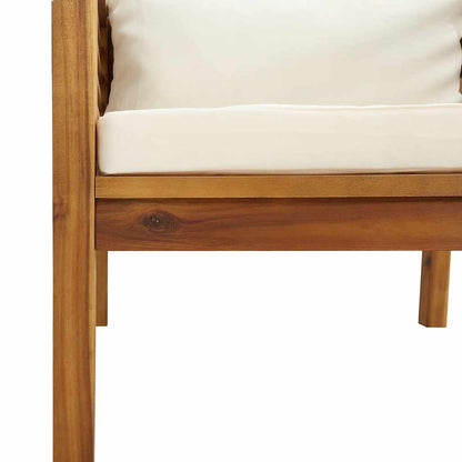 Patio Chair with Cream White Cushions Solid Acacia Wood
