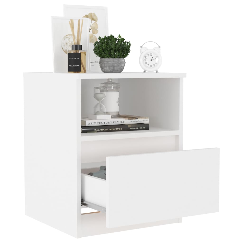 Bed Cabinet | Set of 2 | White | Engineered wood | Medium | Bed Cabinet