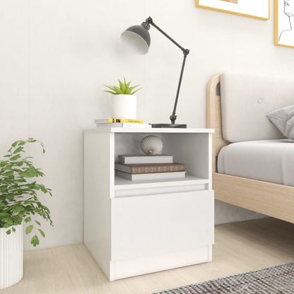 Bed Cabinet | Set of 2 | White | Engineered wood | Medium | Bed Cabinet