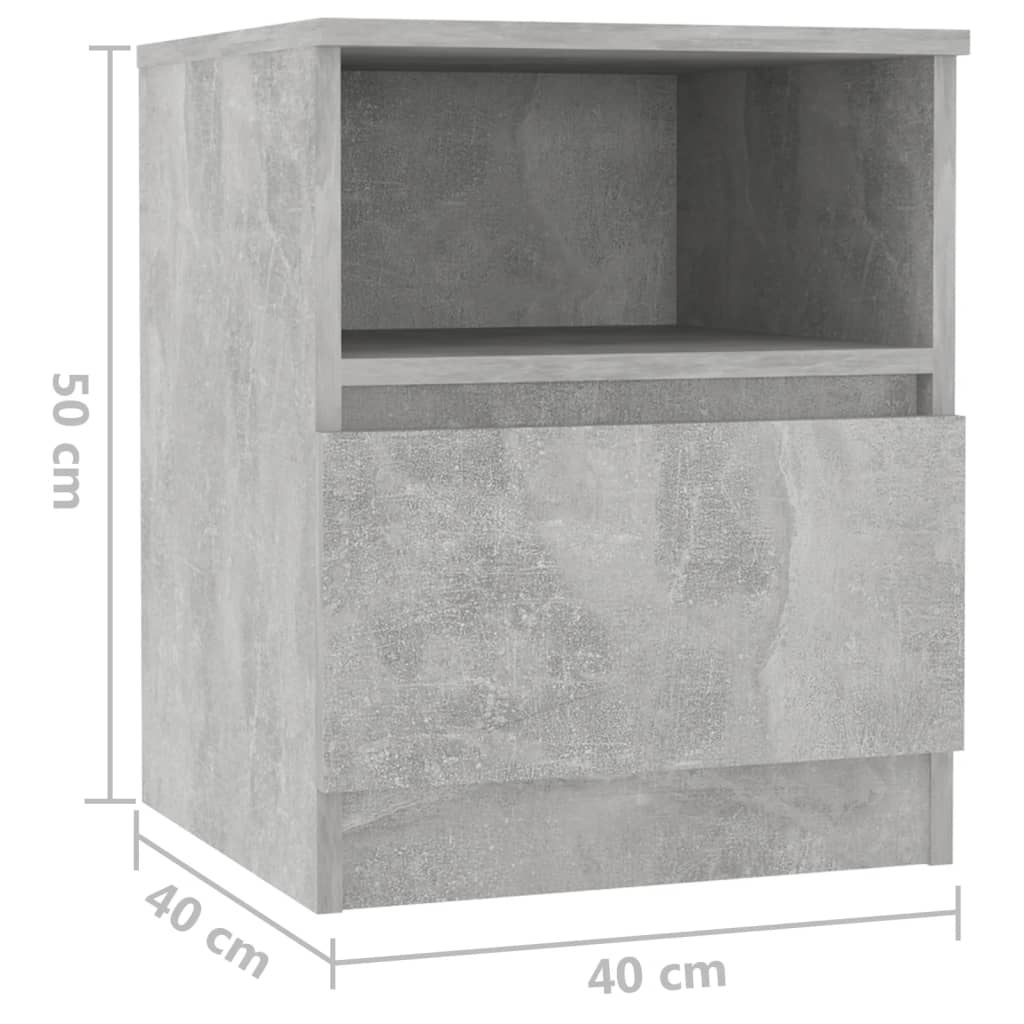 Bed Cabinet | Concrete grey | Engineered wood | Medium | Bed Cabinet