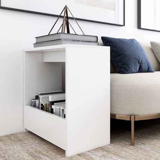 Side Table | White | Engineered Wood | 50 cm x 26 cm x 50 cm | Side Table