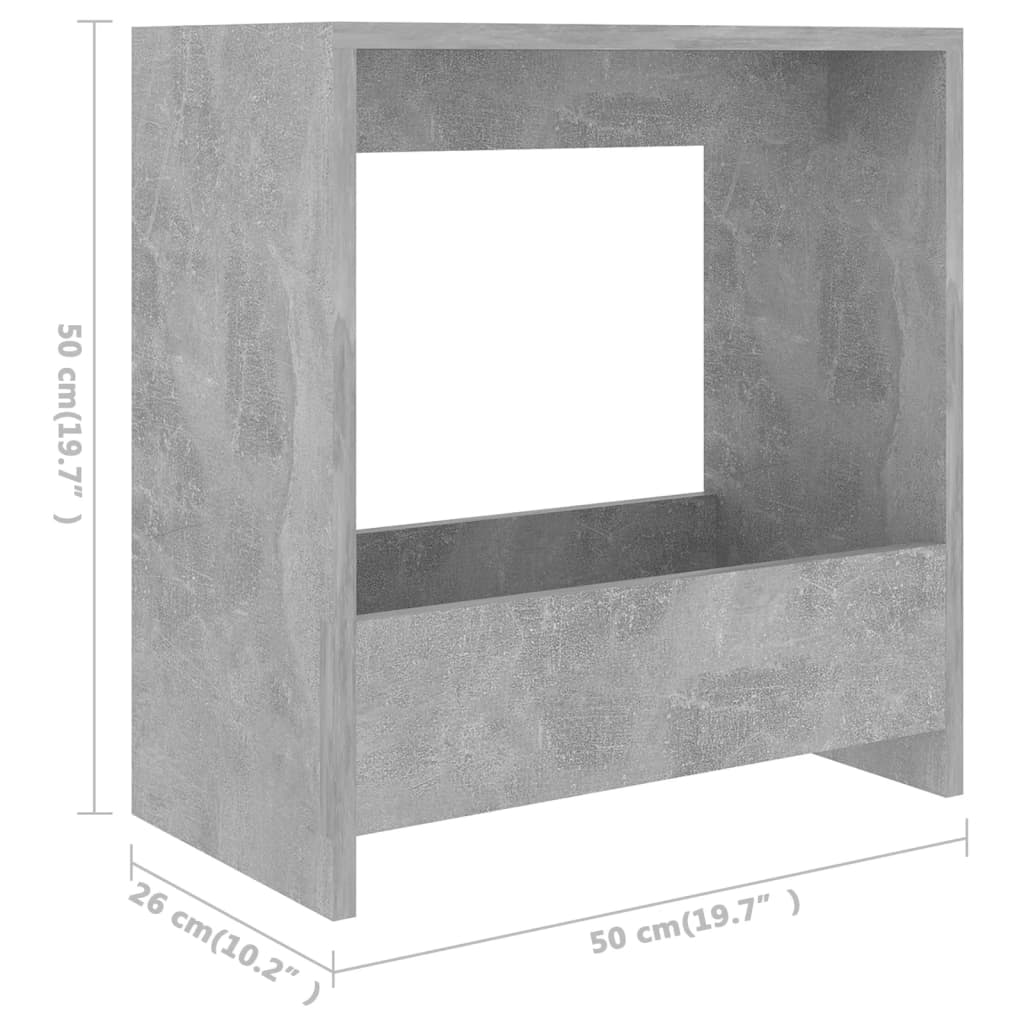Side Table Concrete Grey 50x26x50 cm Engineered Wood