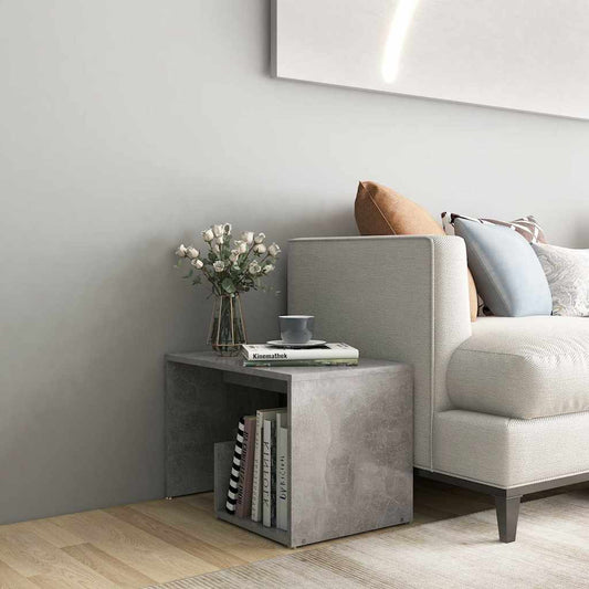 Side Table | Concrete grey | Engineered wood | 59cm x 36cm x 38cm