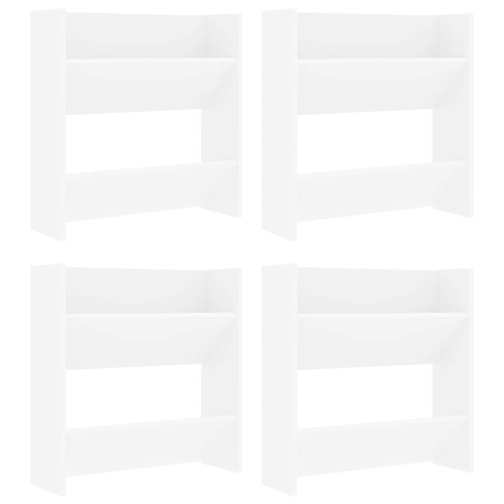Wall Shoe Cabinets 4 pcs White 60x18x60 cm Engineered Wood