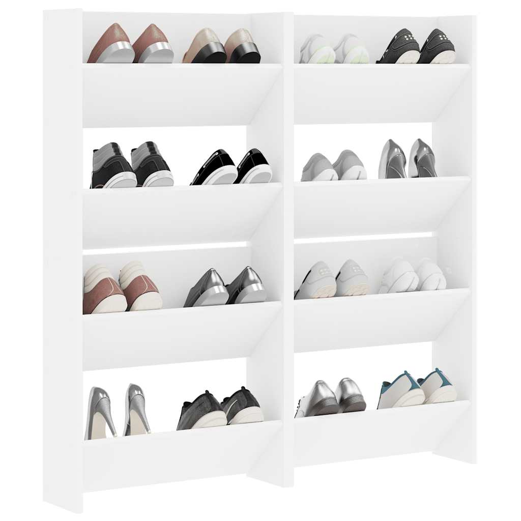 Wall Shoe Cabinets 4 pcs White 60x18x60 cm Engineered Wood