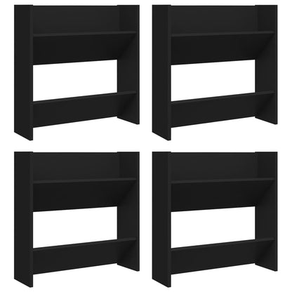 Wall Shoe Cabinets 4 pcs Black 60x18x60 cm Engineered Wood