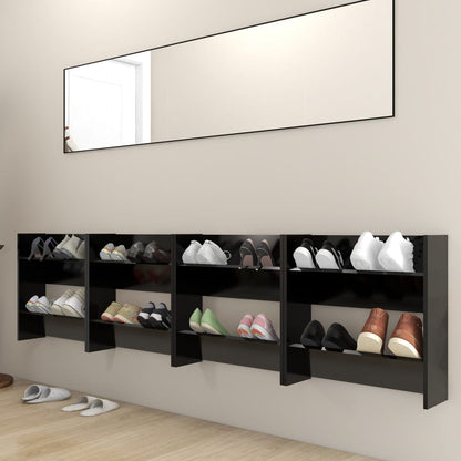 Wall Shoe Cabinets 4 pcs Black 60x18x60 cm Engineered Wood