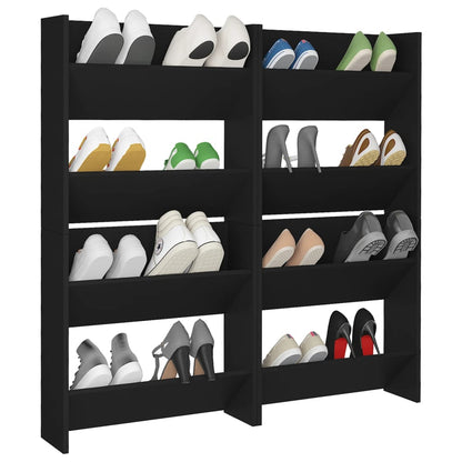 Wall Shoe Cabinets 4 pcs Black 60x18x60 cm Engineered Wood