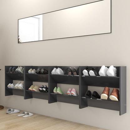 Wall Shoe Cabinets 4 pcs Grey 60x18x60 cm Engineered Wood