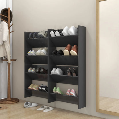 Wall Shoe Cabinets 4 pcs Grey 60x18x60 cm Engineered Wood