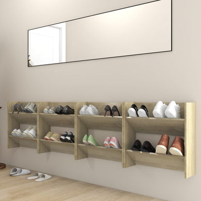 Wall Shoe Cabinets 4 pcs Sonoma Oak 60x18x60 cmEngineered Wood