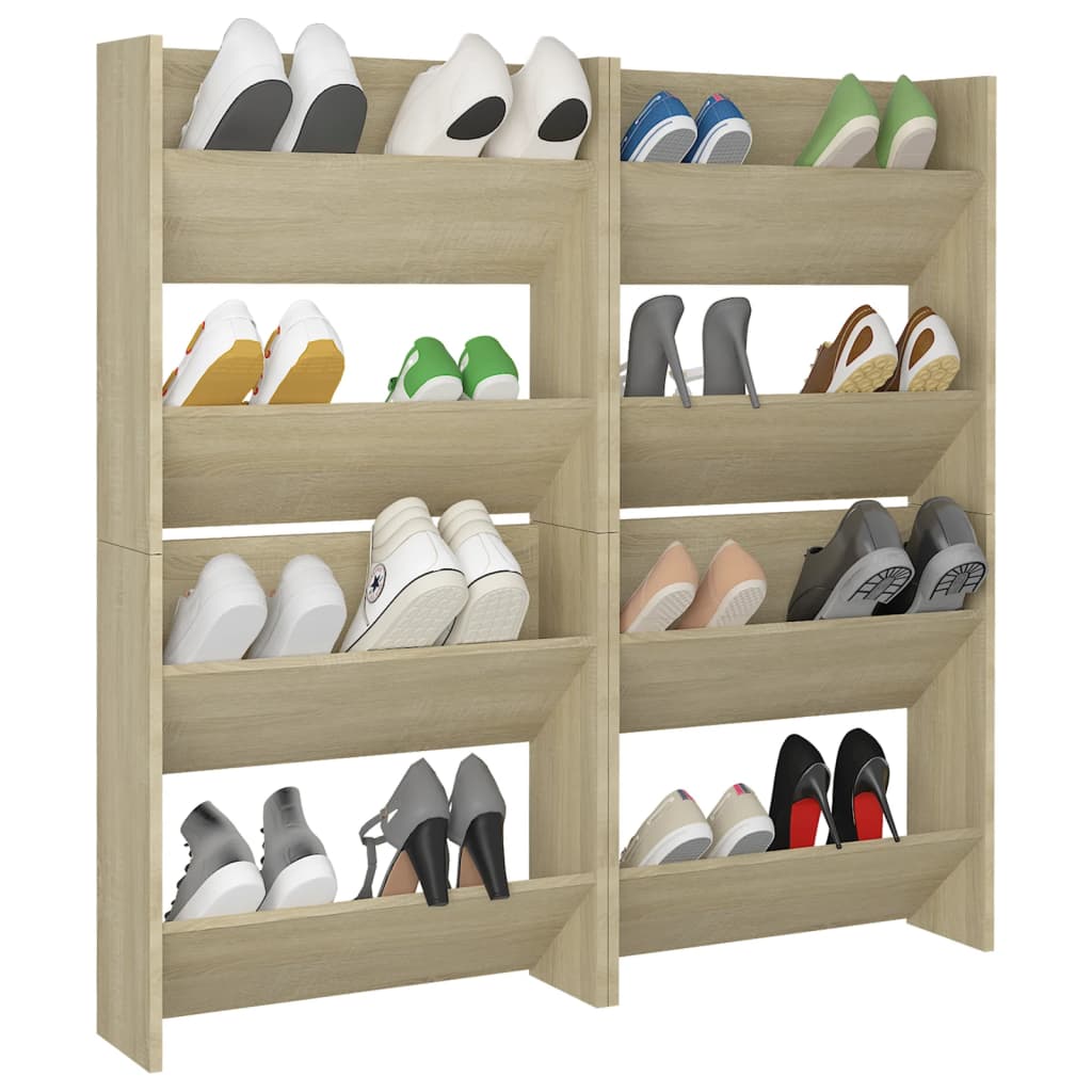 Wall Shoe Cabinets 4 pcs Sonoma Oak 60x18x60 cmEngineered Wood