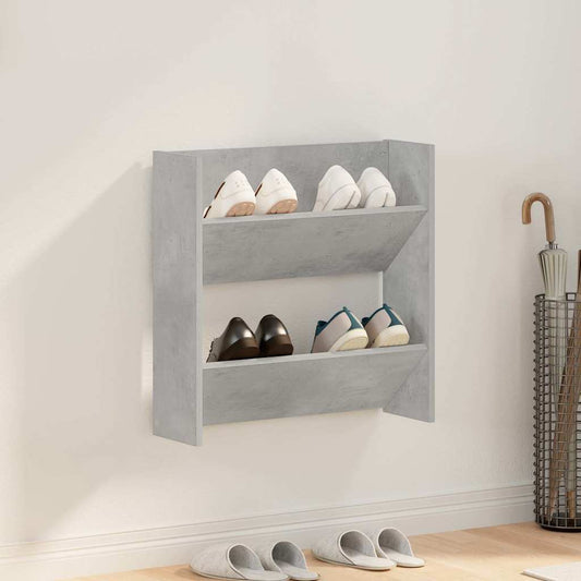 Wall Shoe Cabinet Concrete Grey 60x18x60 cm Engineered Wood