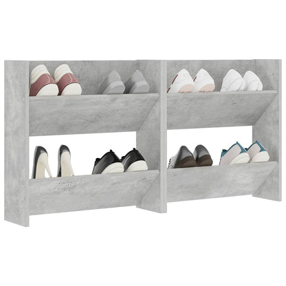 Wall Shoe Cabinets 2 pcs Concrete Grey 60x18x60 cm Engineered Wood