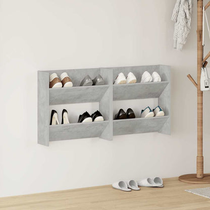 Wall Shoe Cabinets 2 pcs Concrete Grey 60x18x60 cm Engineered Wood