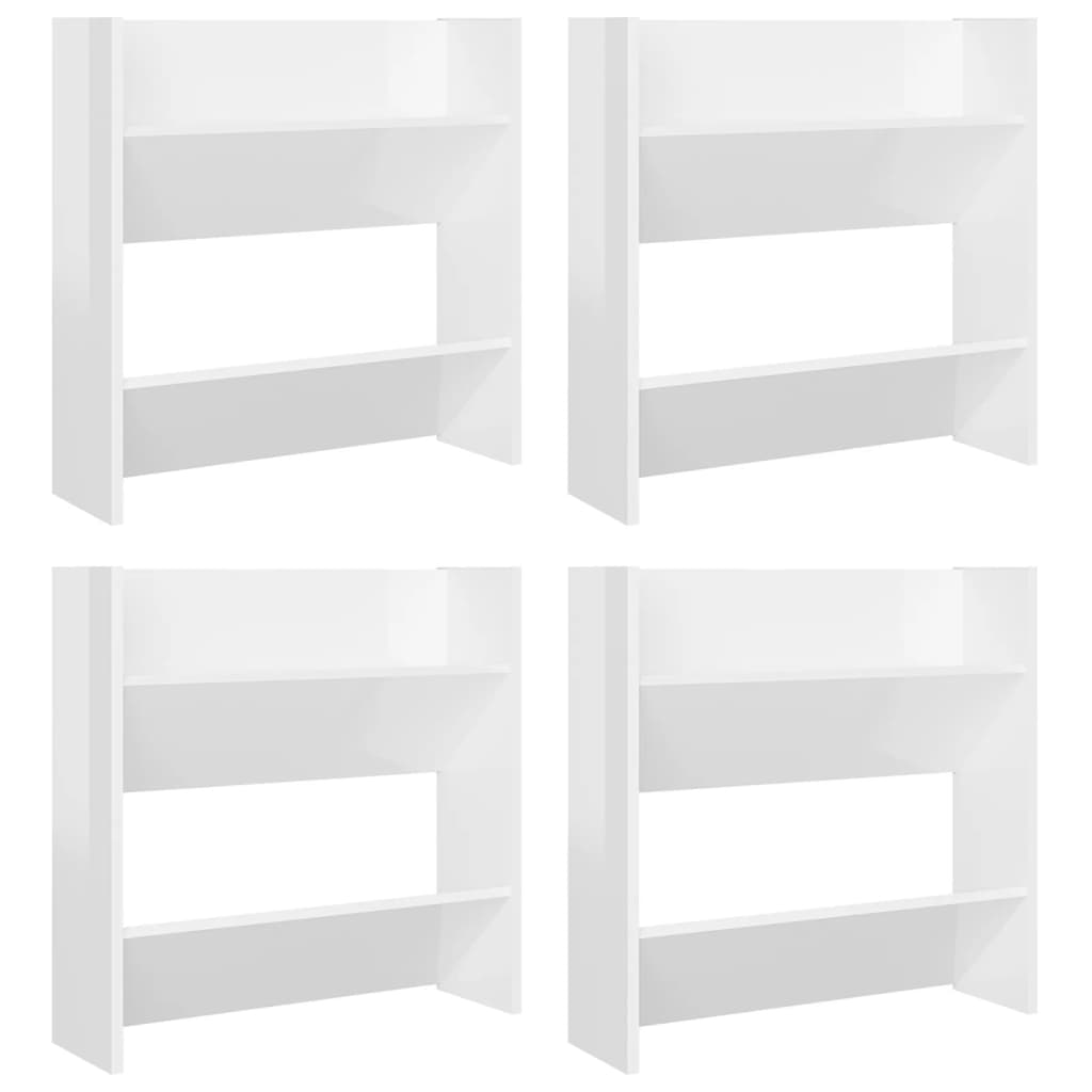 Wall Shoe Cabinets 4 pcs High Gloss White 60x18x60 cm Engineered Wood