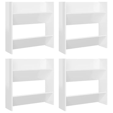 Wall Shoe Cabinets 4 pcs High Gloss White 60x18x60 cm Engineered Wood