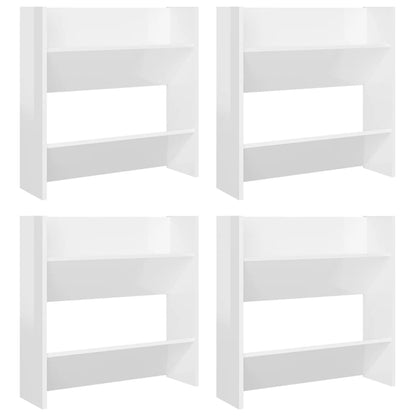 Wall Shoe Cabinets 4 pcs High Gloss White 60x18x60 cm Engineered Wood