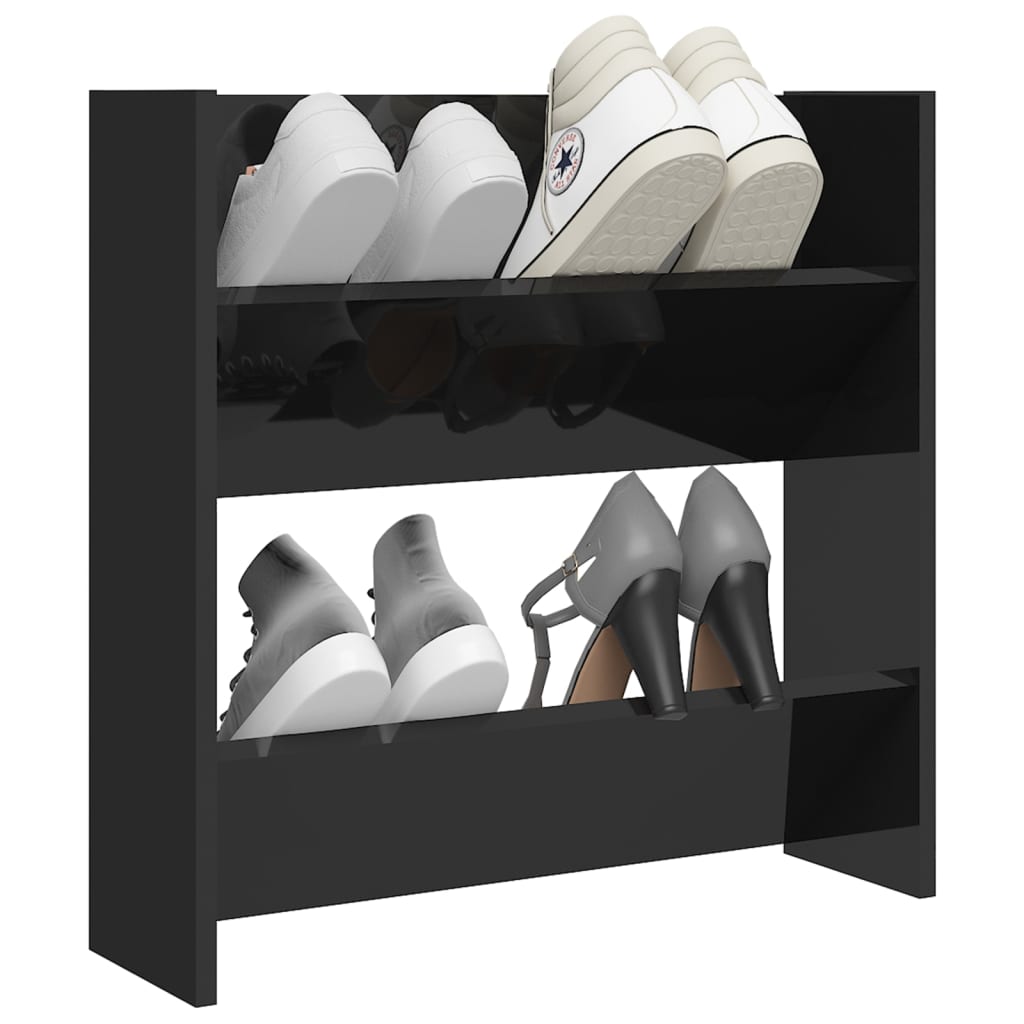 Wall Shoe Cabinet High Gloss Black 60x18x60 cm Engineered Wood