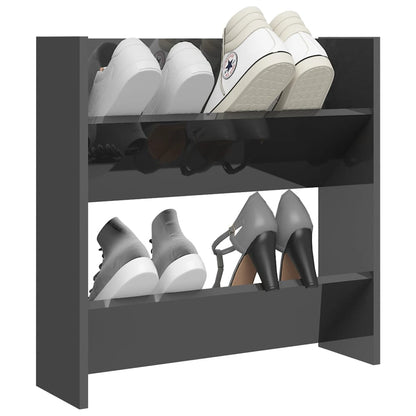 Wall Shoe Cabinet High Gloss Grey 60x18x60 cm Engineered Wood