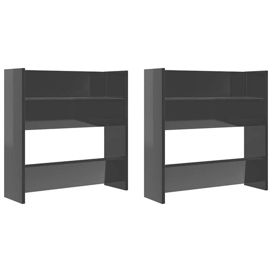 Wall Shoe Cabinets 2 pcs High Gloss Grey 60x18x60 cm