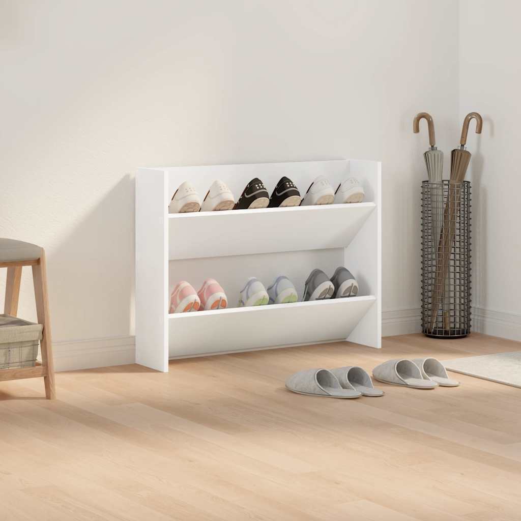 Wall Shoe Cabinet White 80x18x60 cm Engineered Wood