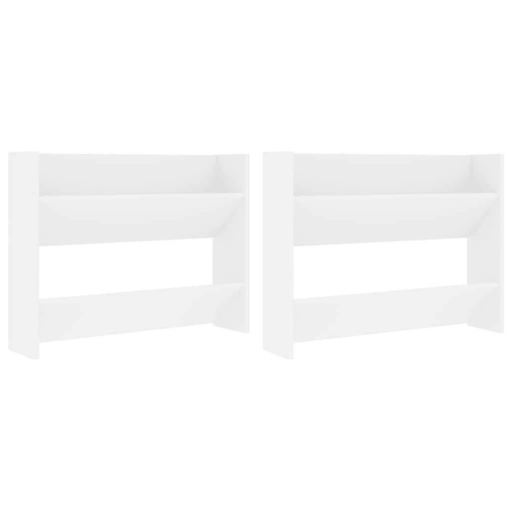 Wall Shoe Cabinet 2 pcs White 80x18x60 cm Engineered Wood