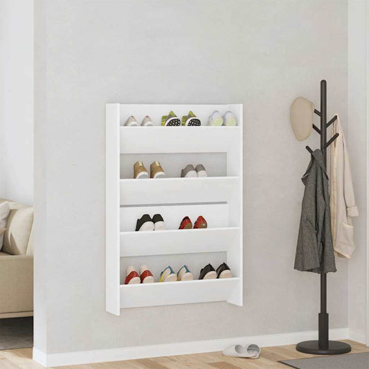 Wall Shoe Cabinet 2 pcs White 80x18x60 cm Engineered Wood