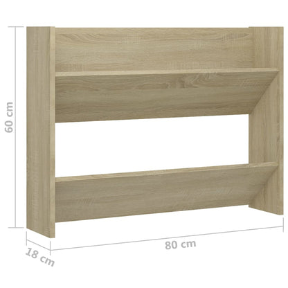 Wall Shoe Cabinet Sonoma Oak 80x18x60 cm Engineered Wood