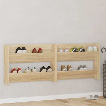 Wall Shoe Cabinets 2 pcs Sonoma Oak 80x18x60cm Engineered Wood
