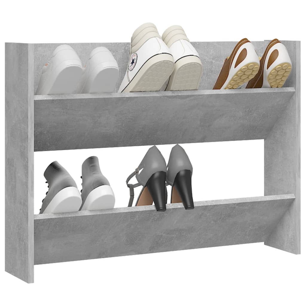 Wall Shoe Cabinet Concrete Grey 80x18x60 cm Engineered Wood