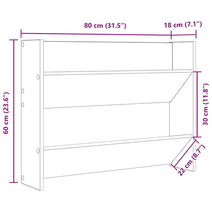 Wall Shoe Cabinet Concrete Grey 80x18x60 cm Engineered Wood