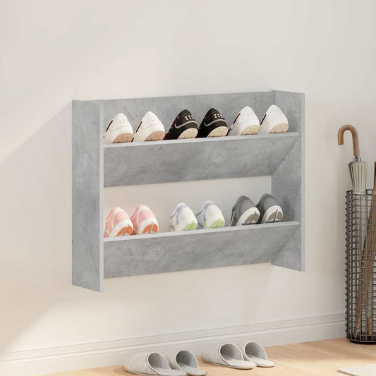 Wall Shoe Cabinet | Concrete grey | Engineered wood | Compact