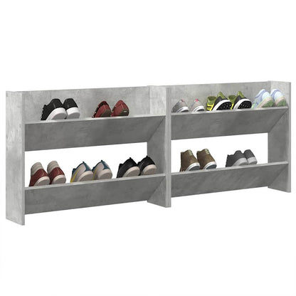 Wall Shoe Cabinets 2 pcs Concrete Grey 80x18x60 cm Engineered Wood