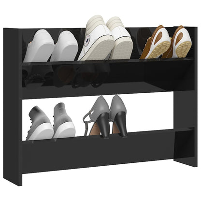 Wall Shoe Cabinet High Gloss Black 80x18x60 cm Engineered Wood