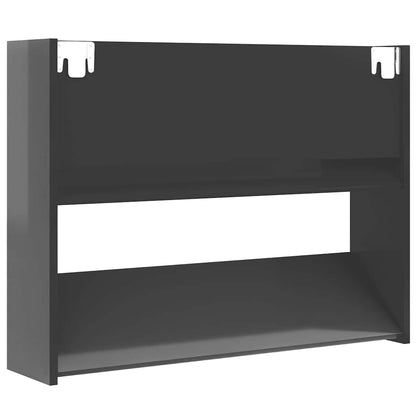 Wall Shoe Cabinet High Gloss Grey 80x18x60 cm Engineered Wood