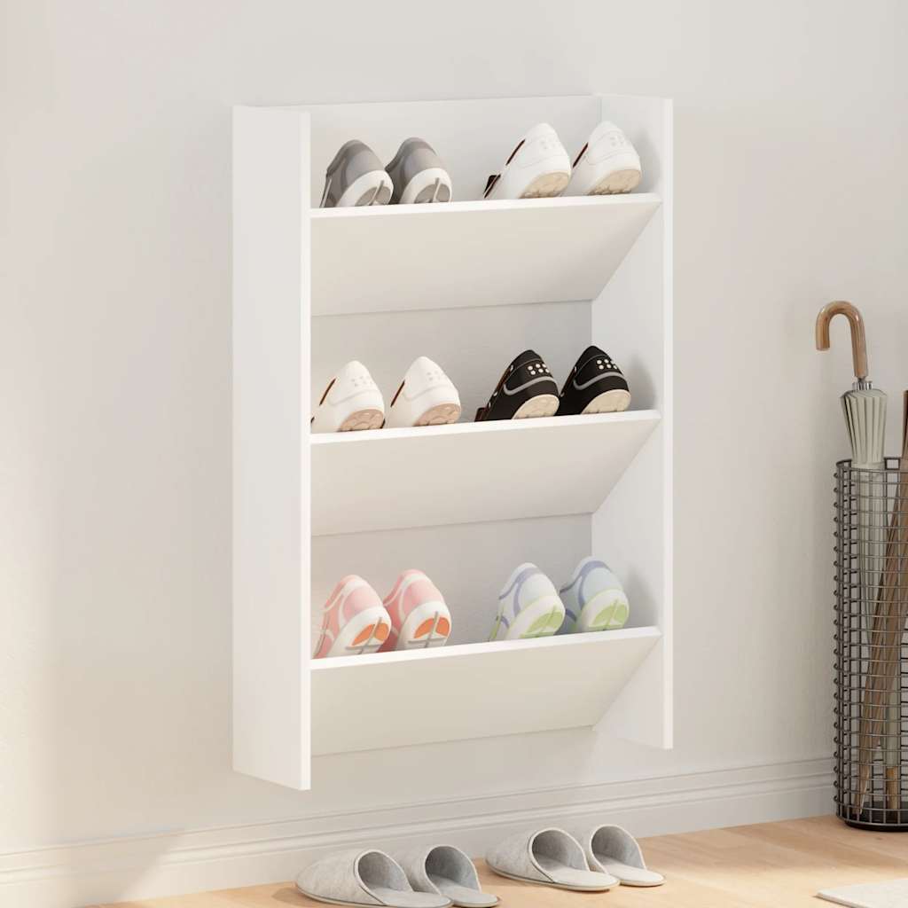 Wall Shoe Cabinet White 60x18x90 cm Engineered Wood