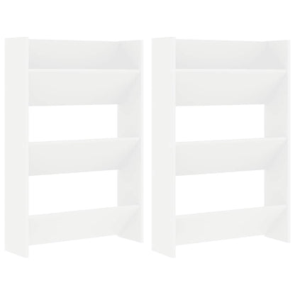 Wall Shoe Cabinets 2 pcs  White 60x18x90 cm Engineered Wood