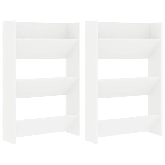 Wall Shoe Cabinets 2 pcs  White 60x18x90 cm Engineered Wood