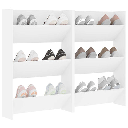 Wall Shoe Cabinets 2 pcs  White 60x18x90 cm Engineered Wood