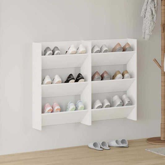 Wall Shoe Cabinets 2 pcs  White 60x18x90 cm Engineered Wood
