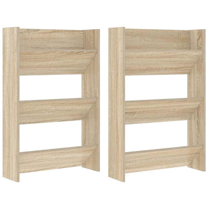 Wall Shoe Cabinets 2 pcs  Sonoma Oak 60x18x90 cm Engineered Wood