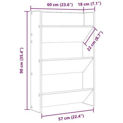 Wall Shoe Cabinets 2 pcs  Sonoma Oak 60x18x90 cm Engineered Wood