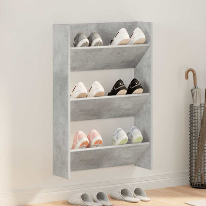 Wall Shoe Cabinet | Concrete grey | Engineered wood | Compact