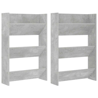 Wall Shoe Cabinets 2 pcs  Concrete Grey 60x18x90 cm Engineered Wood