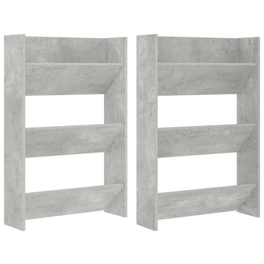 Wall Shoe Cabinet | Set of 2 | Concrete grey | Engineered wood | Compact