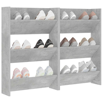 Wall Shoe Cabinets 2 pcs  Concrete Grey 60x18x90 cm Engineered Wood