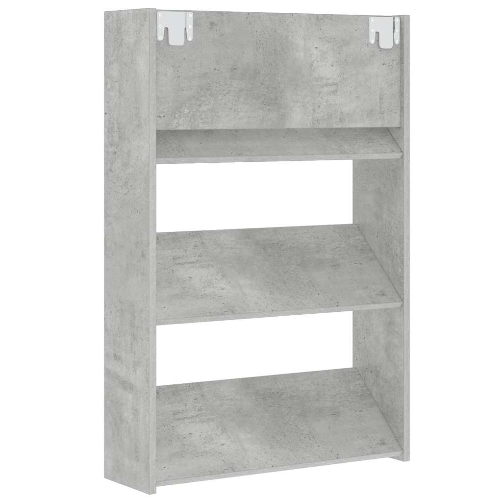 Wall Shoe Cabinets 2 pcs  Concrete Grey 60x18x90 cm Engineered Wood